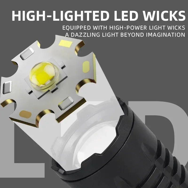 Lampe Torche LED Ultra Puissante Rechargeable – Éclairage Longue Portée + Zoom