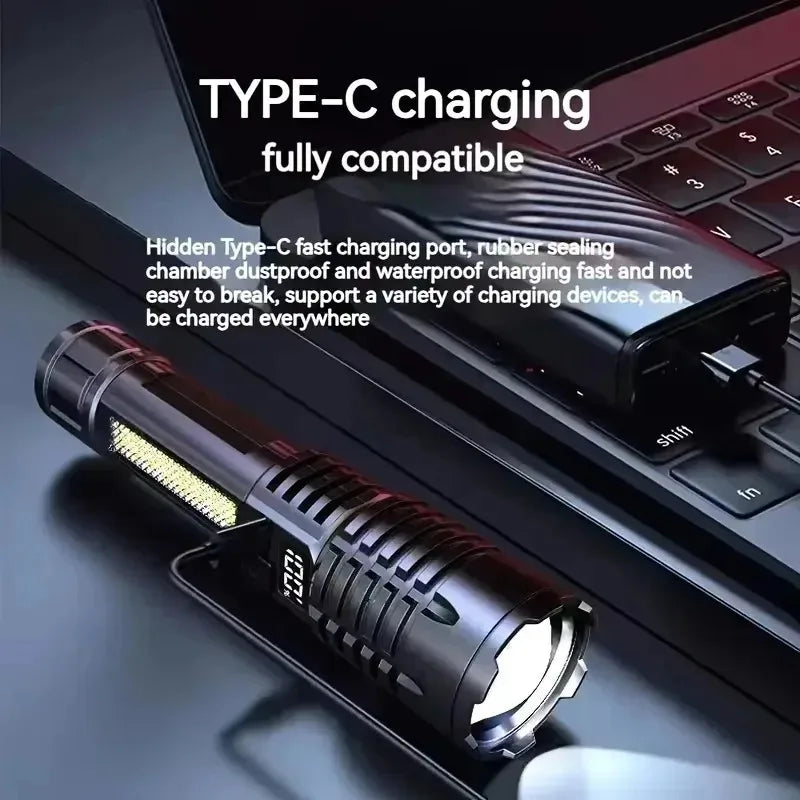 Lampe Torche LED Ultra Puissante Rechargeable – Éclairage Longue Portée + Zoom