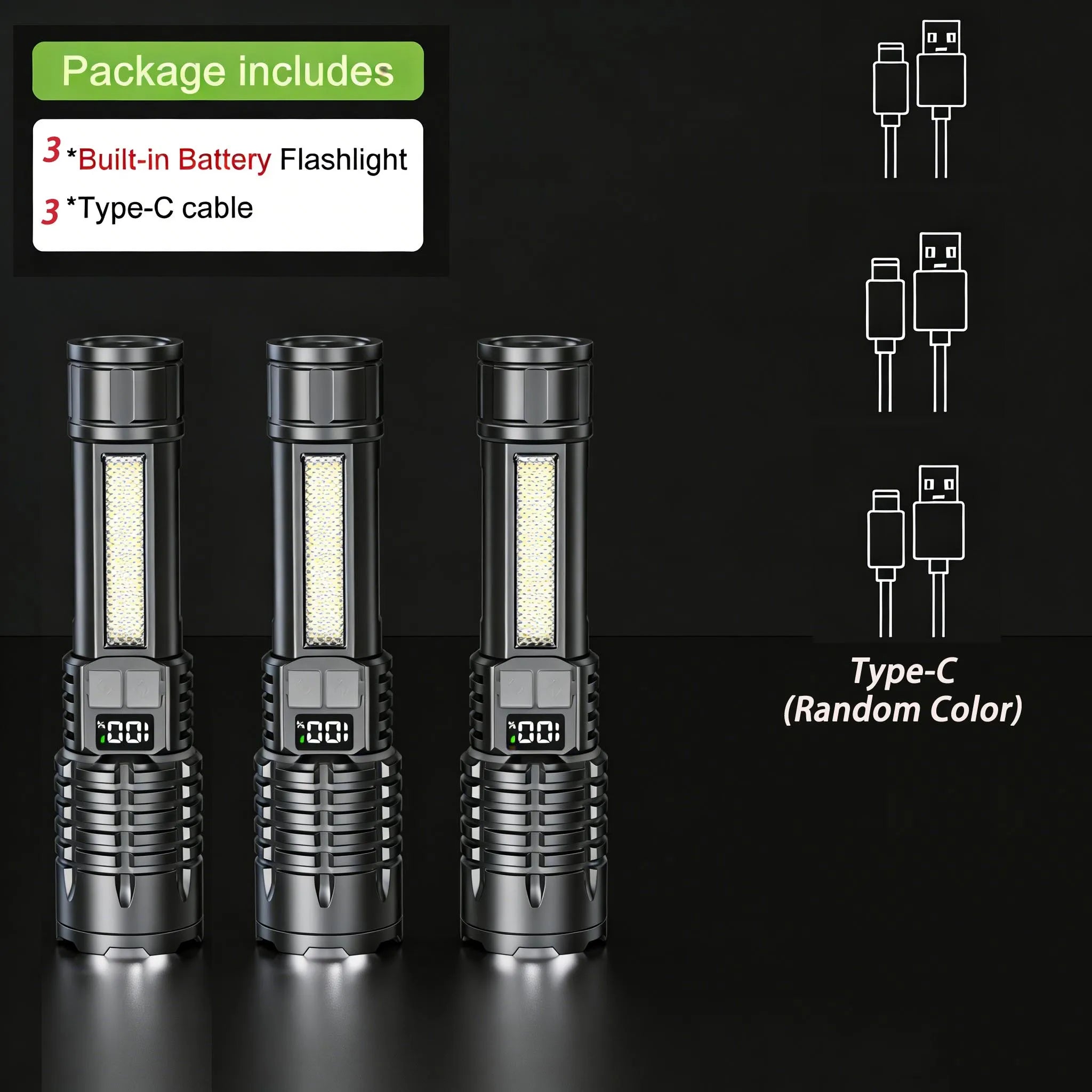 Lampe Torche LED Ultra Puissante Rechargeable – Éclairage Longue Portée + Zoom