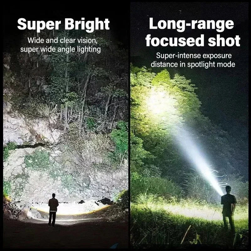 Lampe Torche LED Ultra Puissante Rechargeable – Éclairage Longue Portée + Zoom